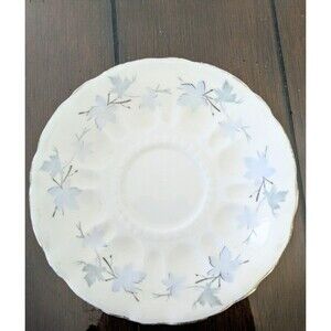 Vintage Royal Winsdor Fine Bone China Saucer-England-Pale blue leaves gold trim